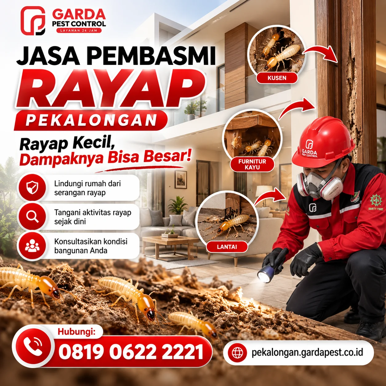 Jasa Basmi Rayap Pekalongan – Garansi Perlindungan Bangunan hingga 5 Tahun